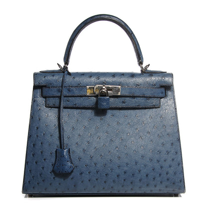 Hermes Ostrich Kelly Sellier 28 Bleu Roi 1 of 25