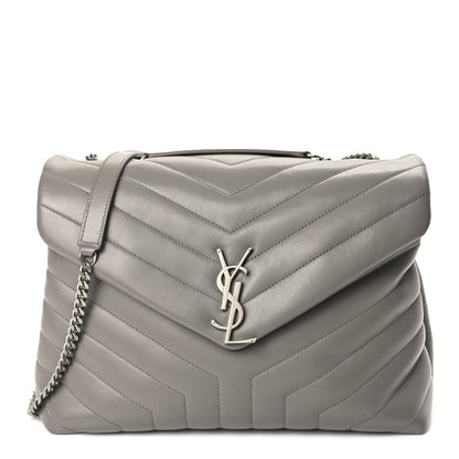Saint Laurent Calfskin Y Quilted Monogram Medium Loulou Chain Satchel Light Grey 1 of 9