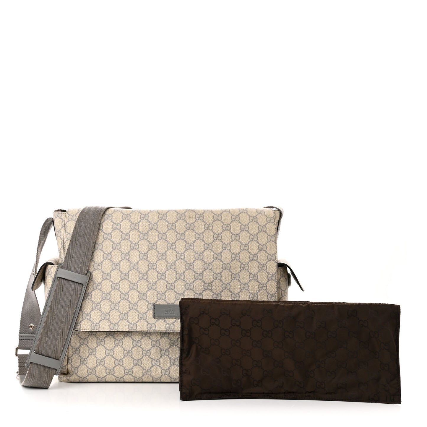 GG Plus Monogram Messenger Diaper Bag Ecru Grigio