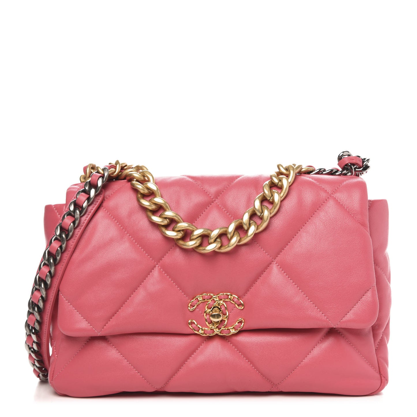 Goatskin Quilted Large 19 Flap Pink