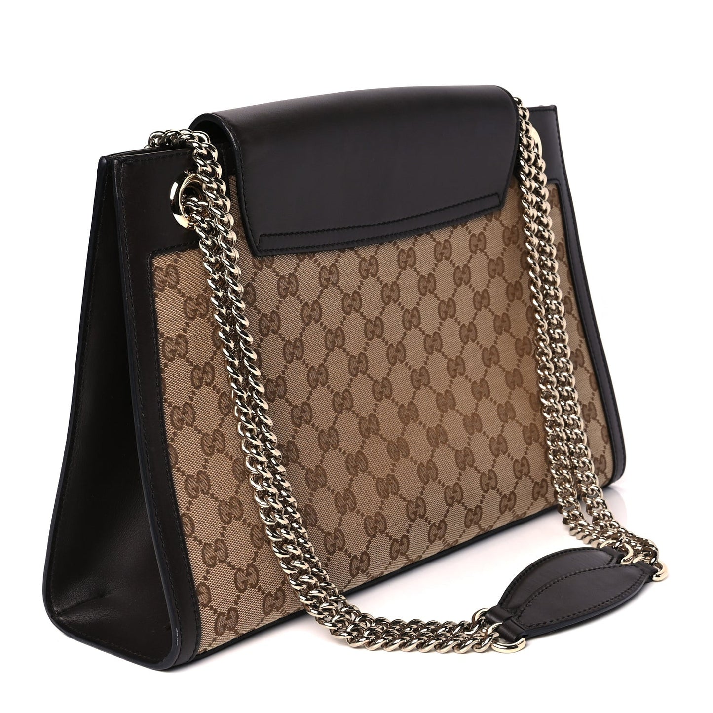 Monogram Margaux Calfskin Large Emily Chain Shoulder Bag Beige Ebony Cocoa