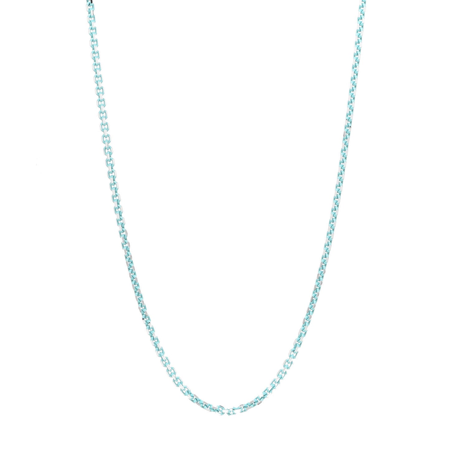 Sterling Silver Enamel 1.75mm Chain Necklace Blue 30"