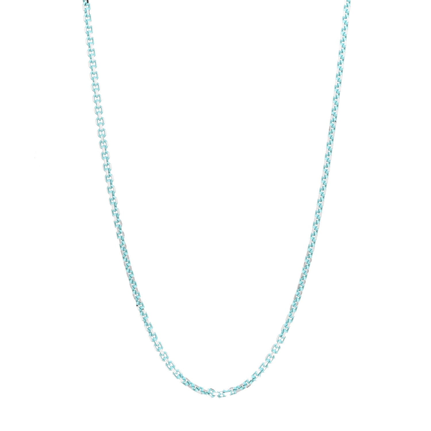 Tiffany Sterling Silver Enamel 1.75mm Chain Necklace Blue 30" 1 of 5