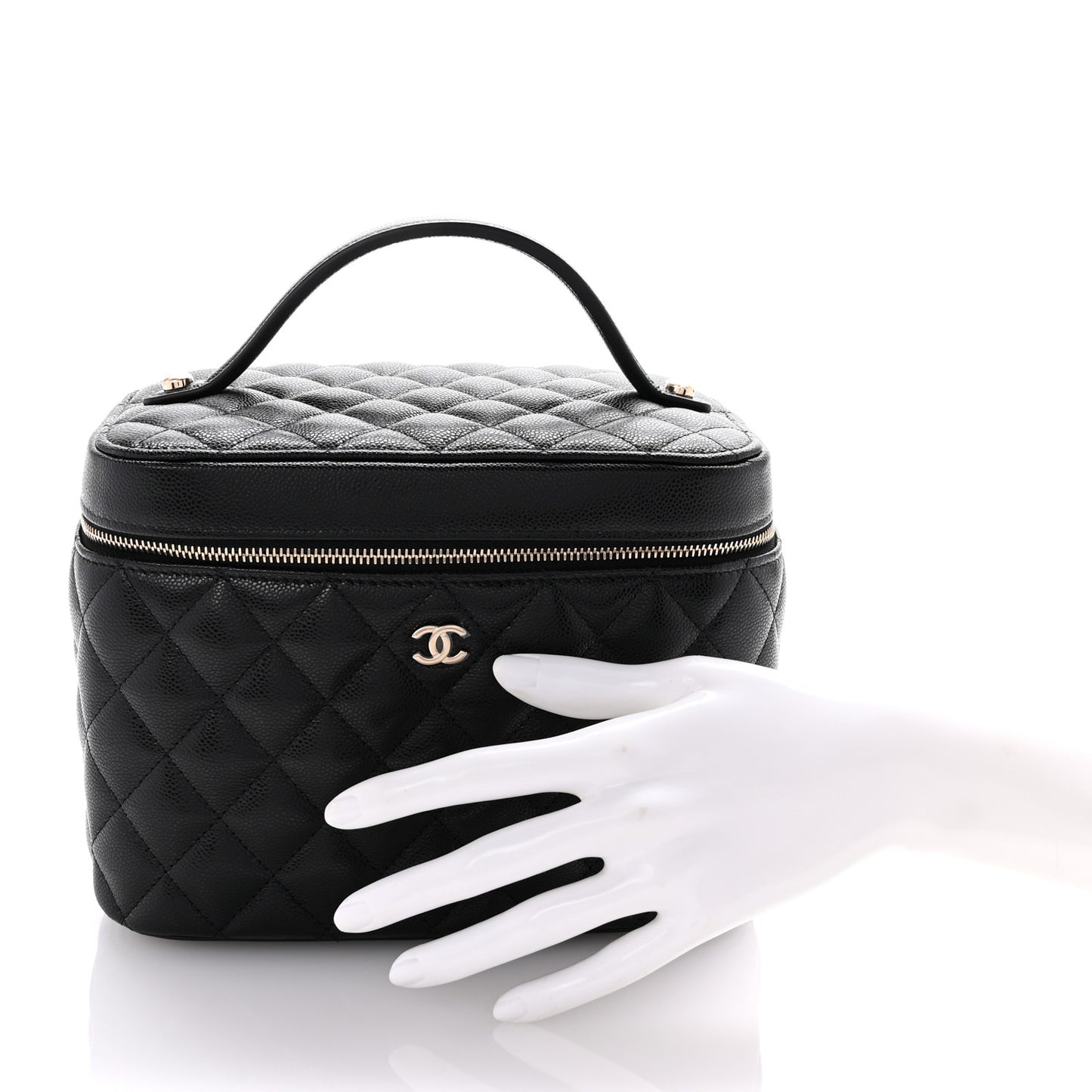 Caviar Quilted Large Vanity Pouch Black