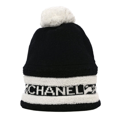 Chanel Cashmere CC Beanie Hat Ecru Black 1 of 10