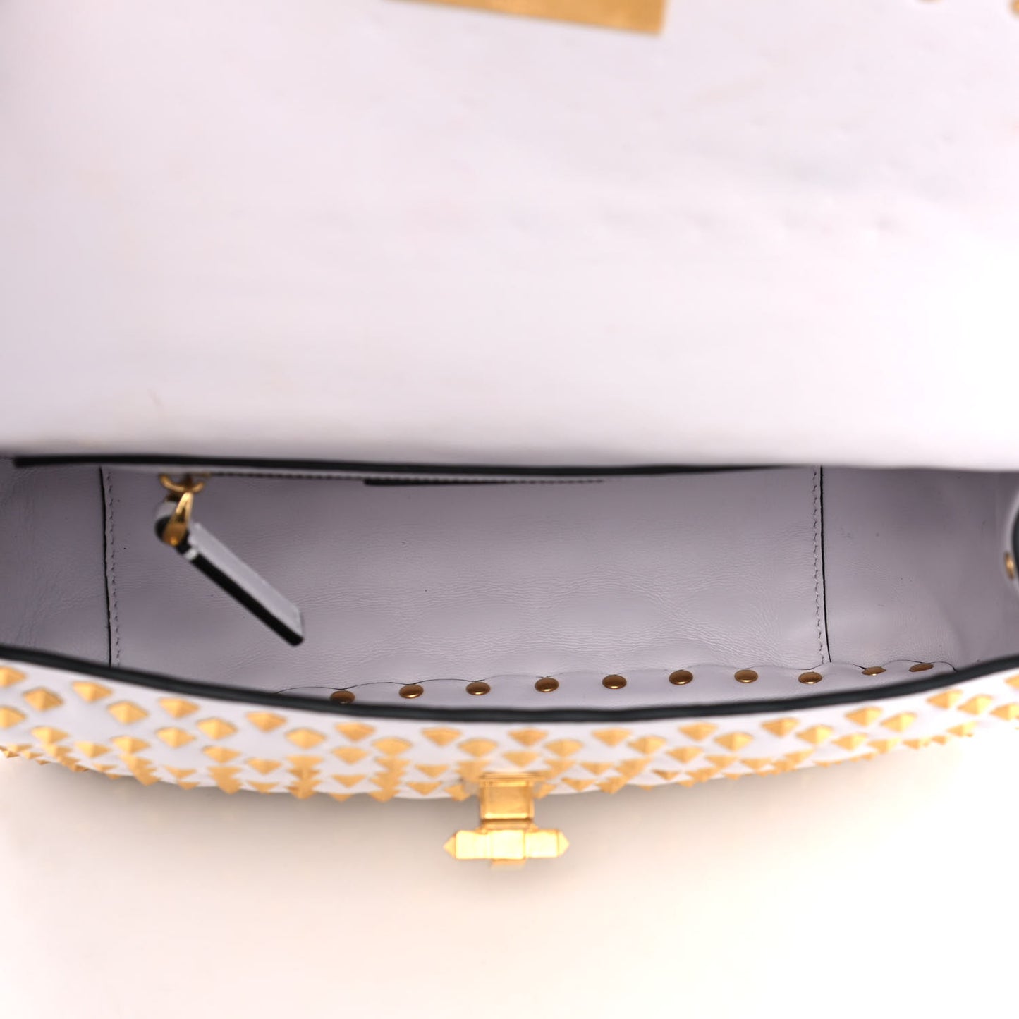 Lambskin Medium Rockstud Extreme Spike Shoulder Bag Light Ivory