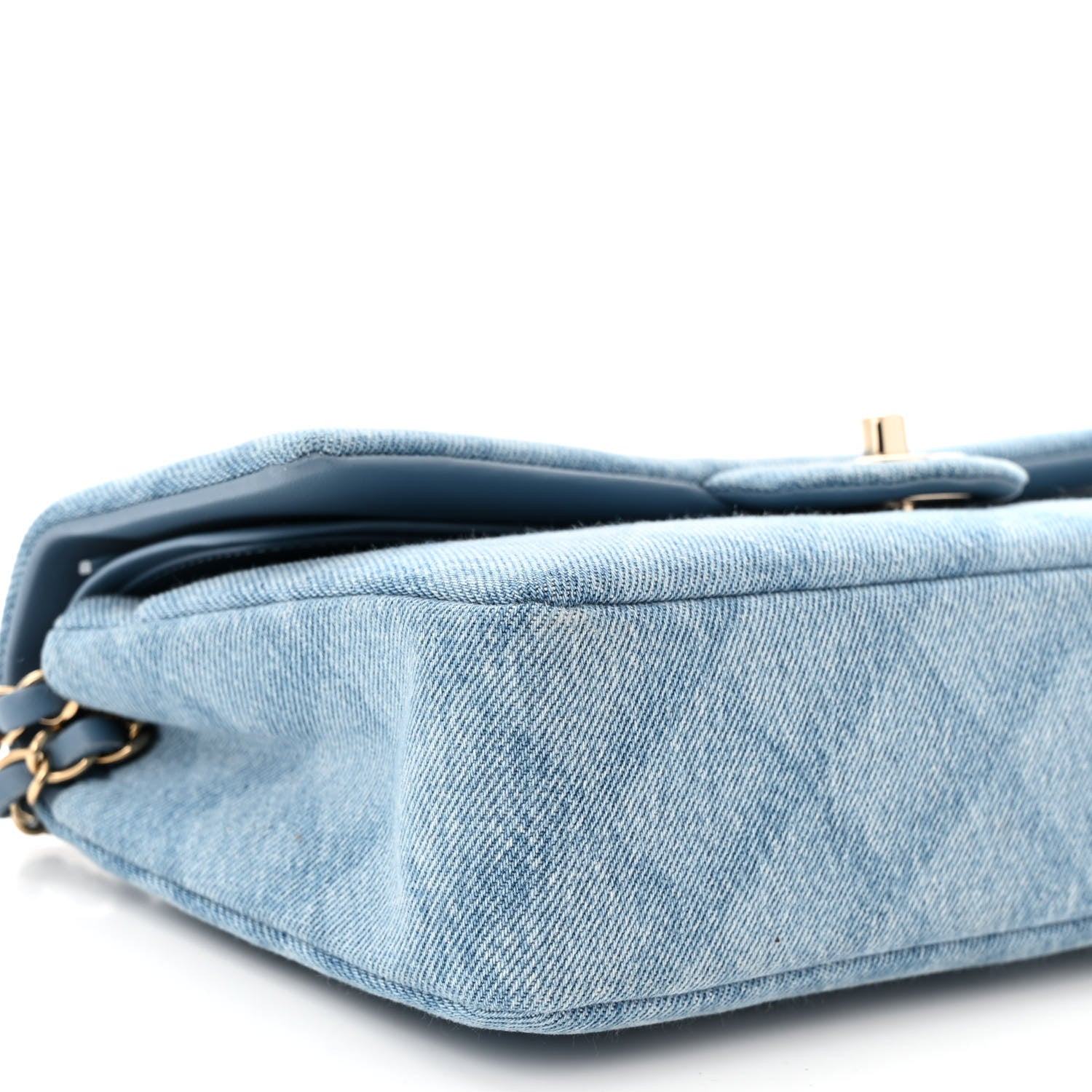 Chanel Printed Denim Quilted Medium Double Flap Light Blue 9 of 10