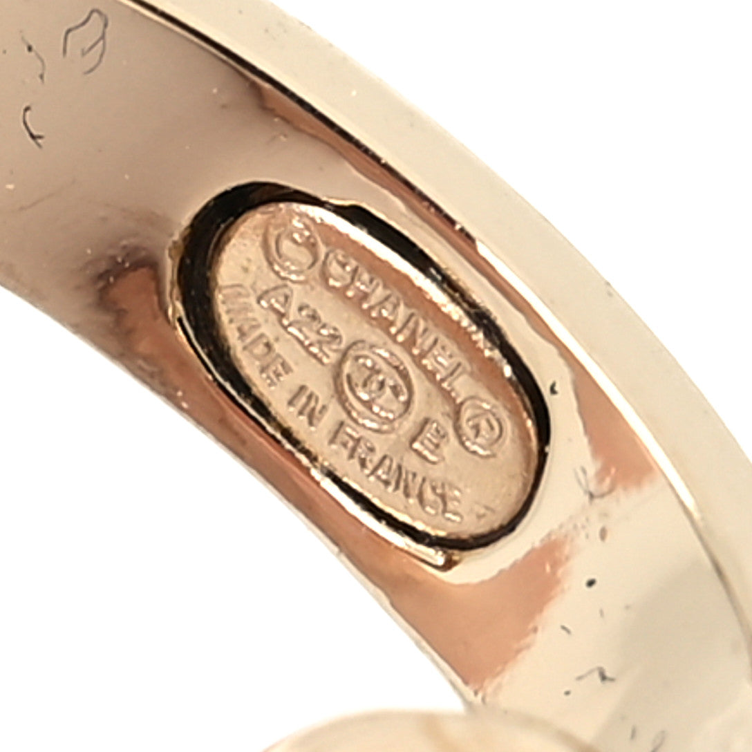 Chanel Metal Crystal Studded CC Hoop Drop Earrings Gold 4 of 4