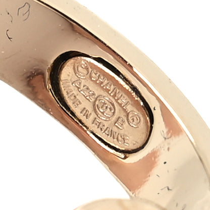 Chanel Metal Crystal Studded CC Hoop Drop Earrings Gold 4 of 4