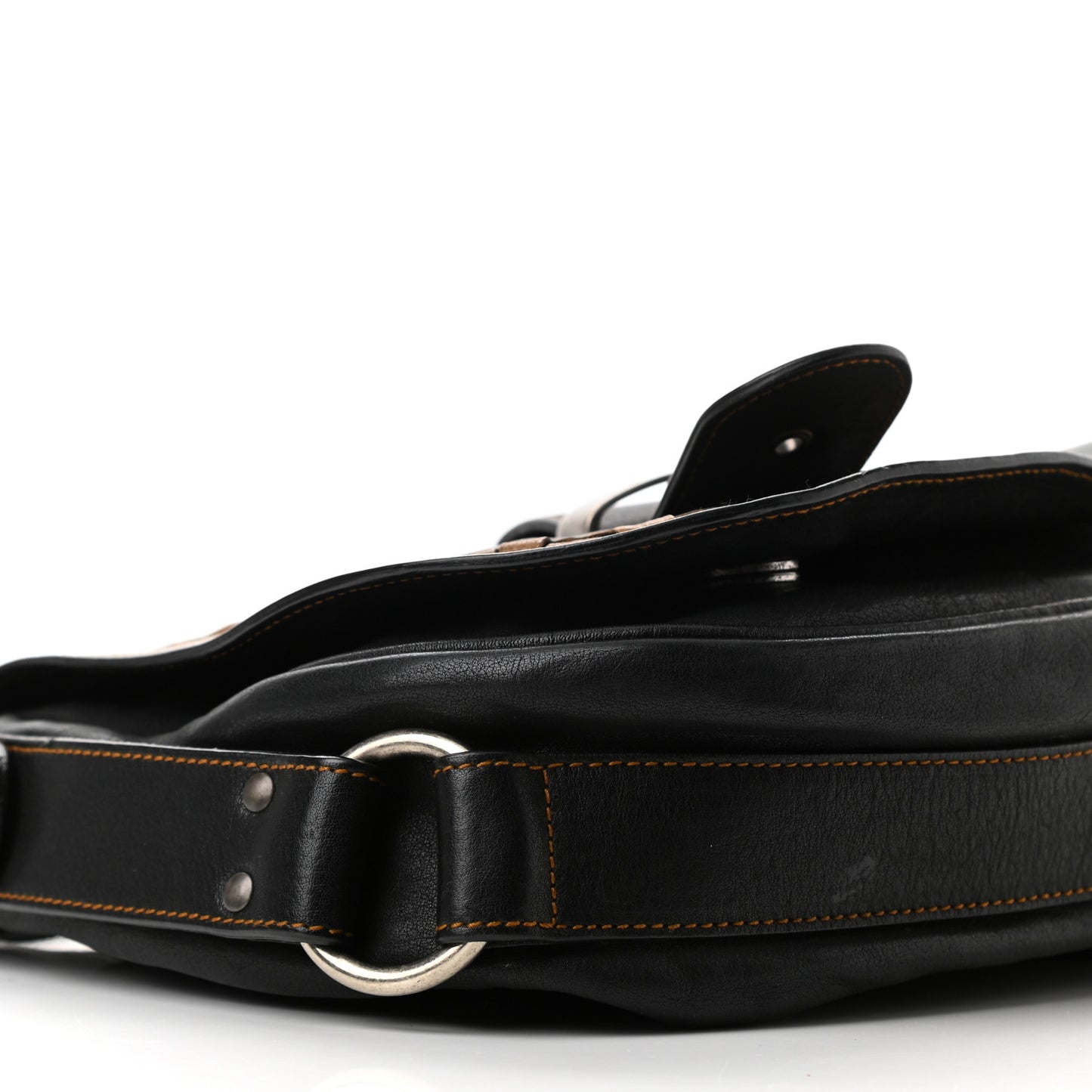 Calfskin Medium Gaucho Double Saddle Bag Black