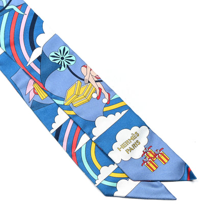 Hermes Silk Carres Volants Twilly Bleu Jaune Vif Multicolor 2 of 4