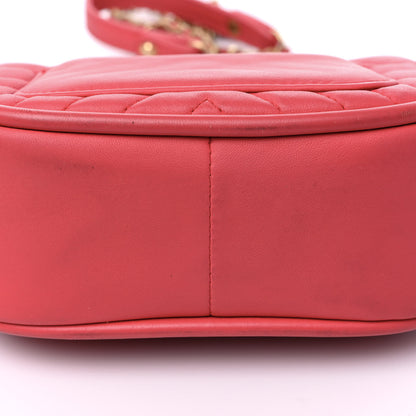 Chanel Lambskin Reverse Chevron Quilted Mini Round Top Handle Flap Bright Pink 13 of 17