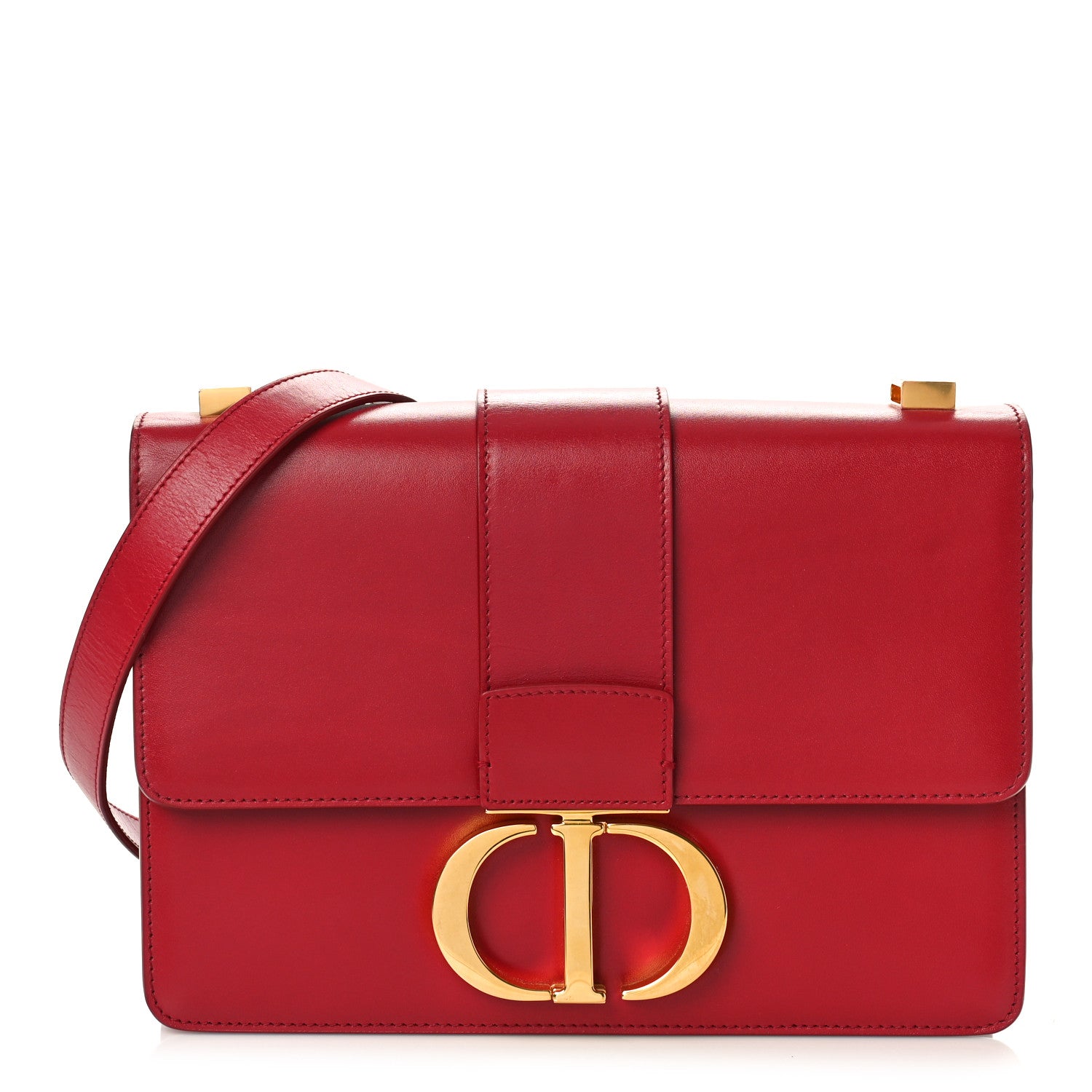 Christian Dior Smooth Calfskin 30 Montaigne Flap Bag Red 1 of 9