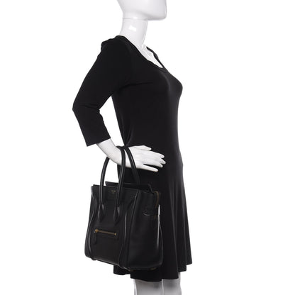 Celine Smooth Calfskin Micro Luggage Black 2 of 8