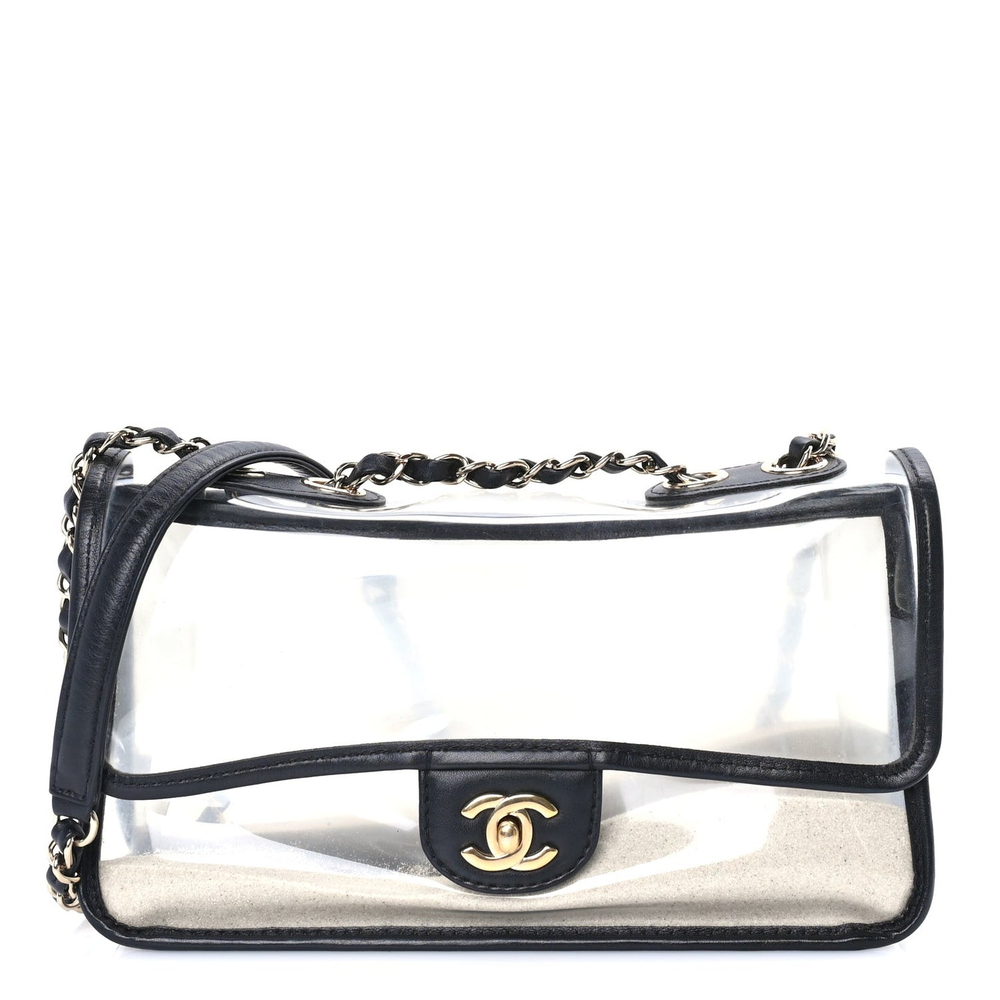 Lambskin PVC Medium Sand By The Sea Flap  Black