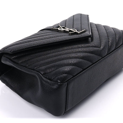 Saint Laurent Sheepskin Matelasse Chevron Monogram Medium College Bag  Black 8 of 8