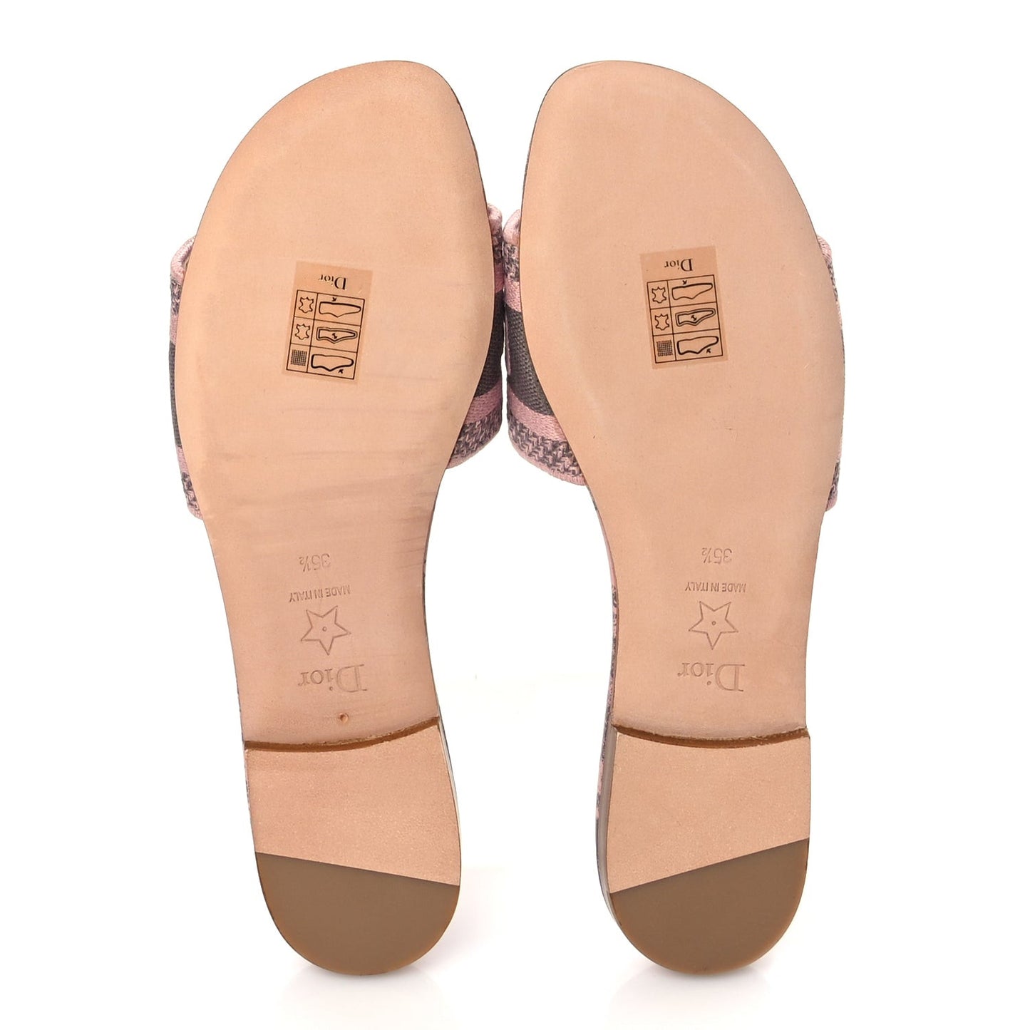 Canvas Toile De Jouy Embroidered Dway Flat Slide Sandals 35.5 Chateau Rose