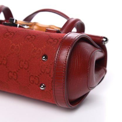 Gucci Monogram Small Bamboo Bullet Satchel Red 9 of 10