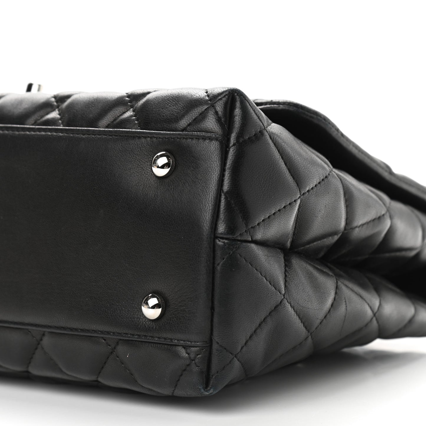 Lambskin Quilted Kelly Jumbo Flap Bag Black