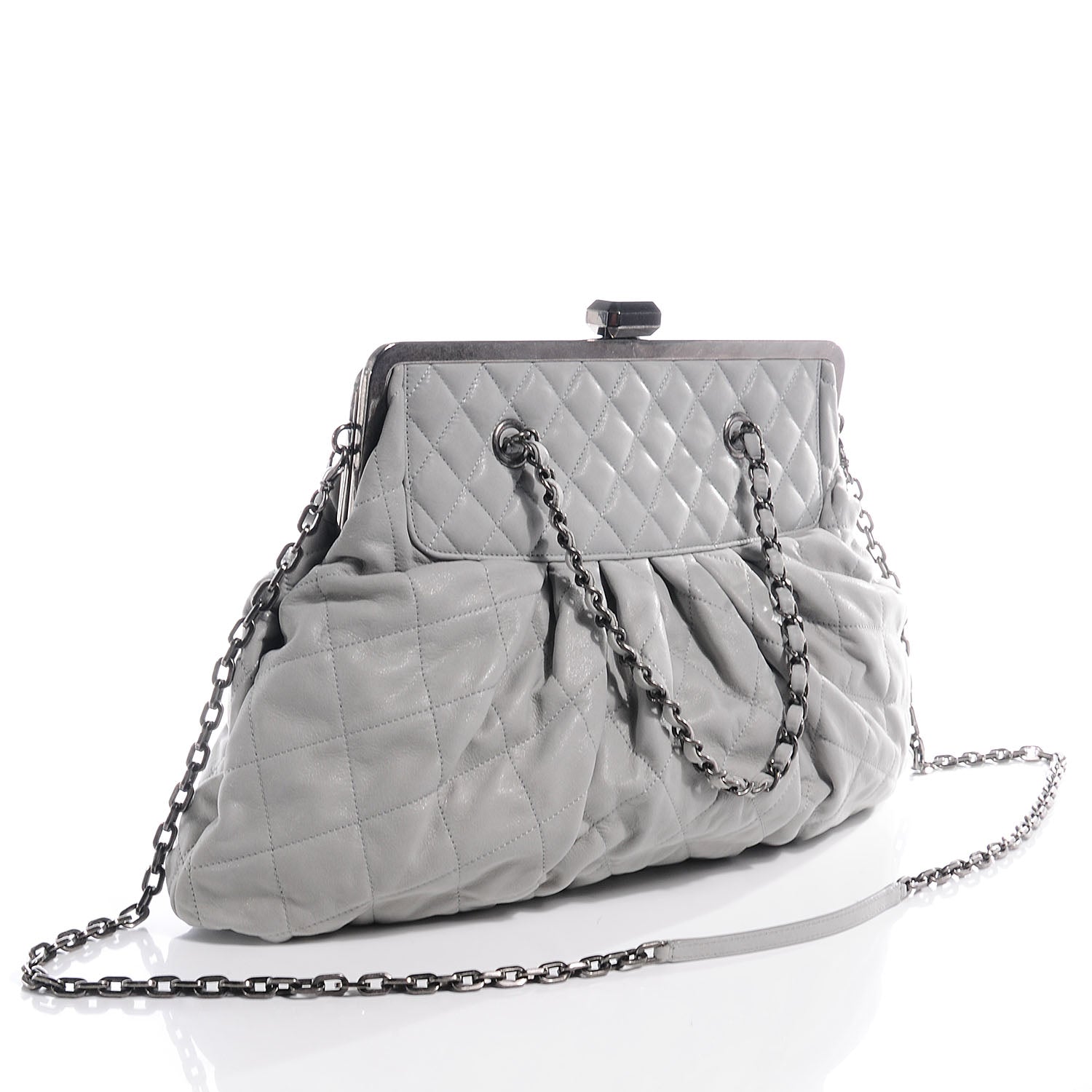 Chanel Iridescent Calfskin Chic Quilt Frame Tote Light Grey 2 of 13