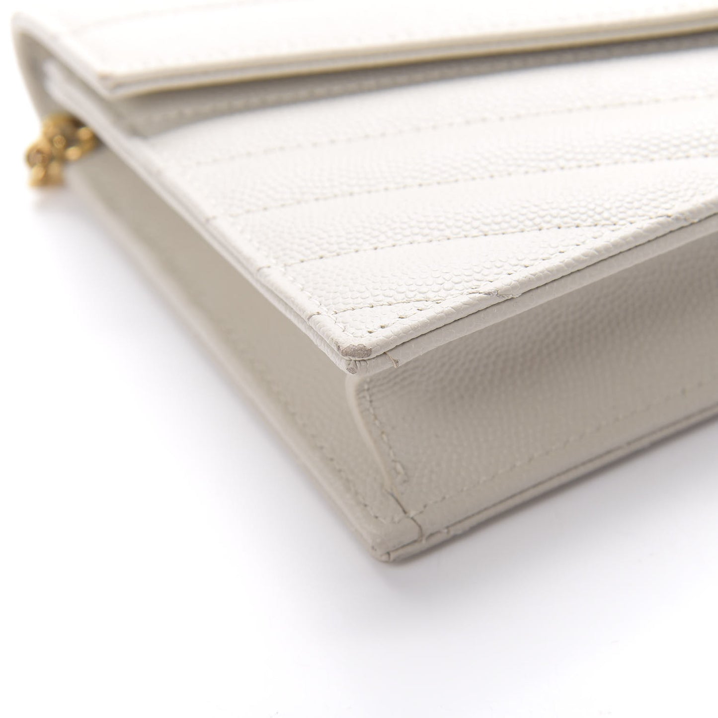 Grain De Poudre Matelasse Chevron Monogram Envelope Chain Crema Soft