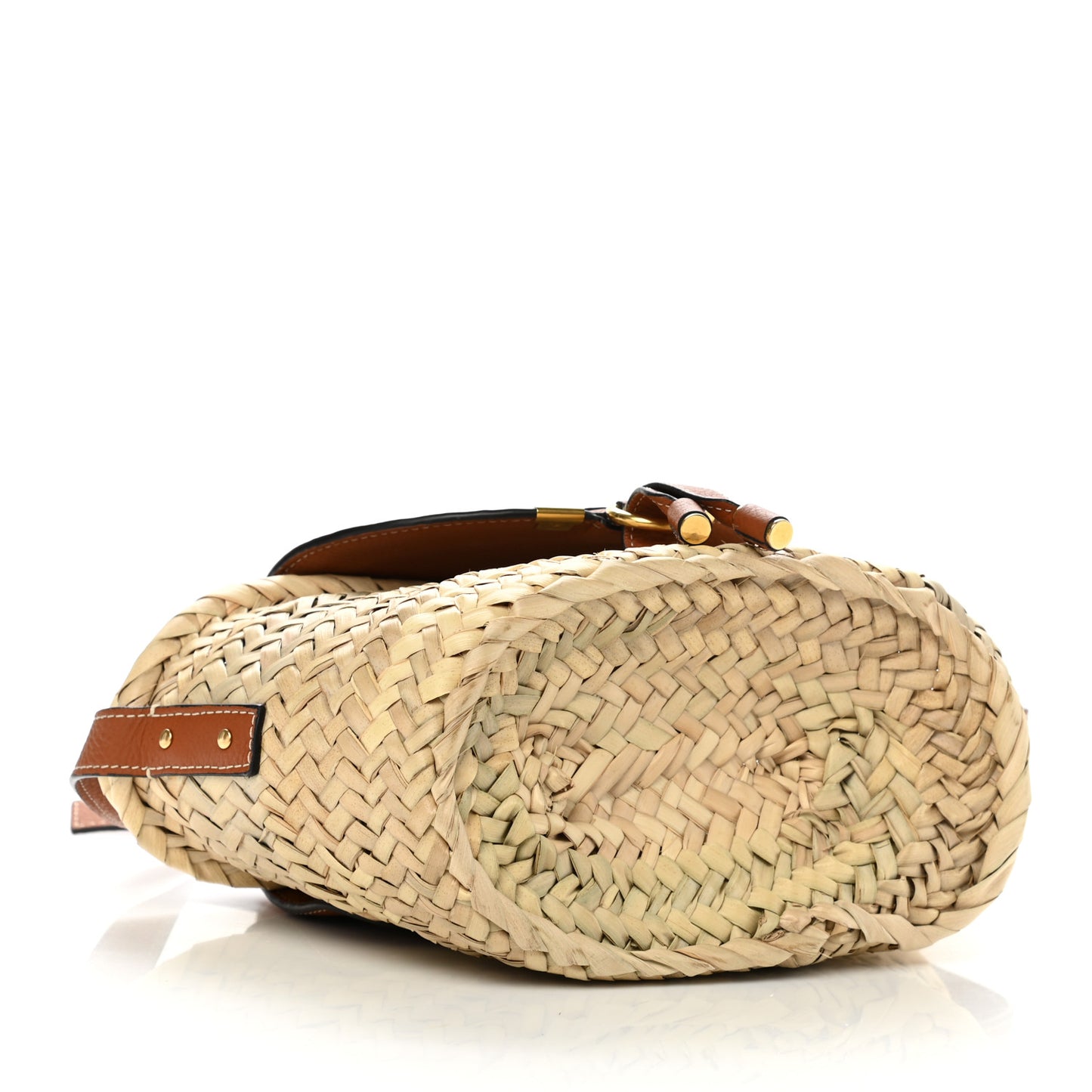 Raffia Calfskin Marcie Basket Tan