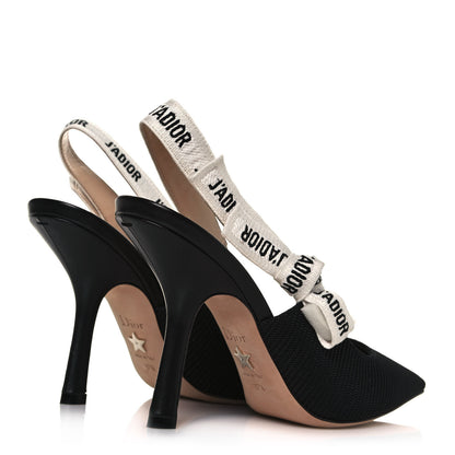 Christian Dior Technical Canvas Ribbon J'Adior Slingback 100mm Pumps 37.5 Black 4 of 8