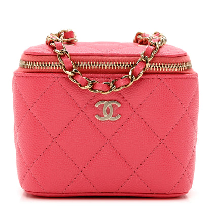 Chanel Caviar Quilted Mini Vanity Case With Chain Dark Pink 1 of 6