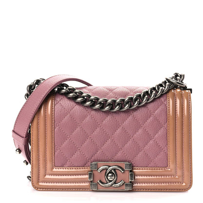 Chanel Goatskin Quilted Patent Small Duo Boy Flap Pink 1 of 9