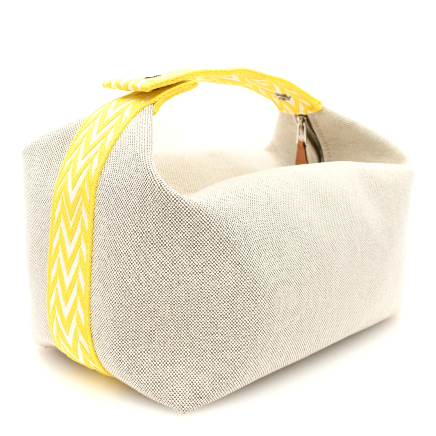 Hermes Canvas Large Bride-A-Brac Pouch Natural Jaune Citron 3 of 6