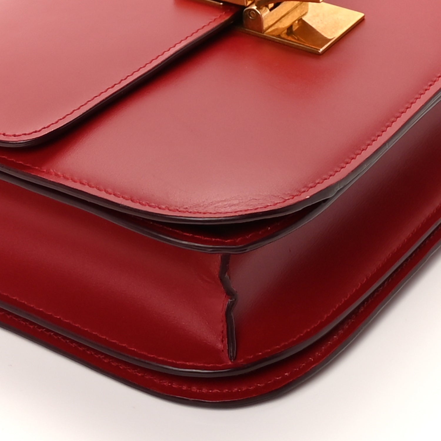 Celine Box Calfskin Medium Classic Box Flap Bag Red 9 of 10