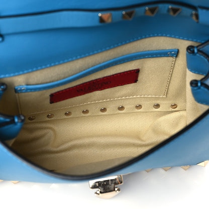 Valentino Garavani Vitello Mini Rockstud Flap Saddle Crossbody Bag Light Blue 4 of 8