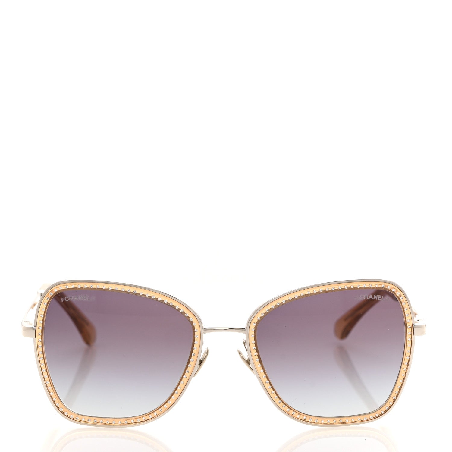 Chanel Square Frame Sequin Sunglasses 4277-B Gold Brown 2 of 8