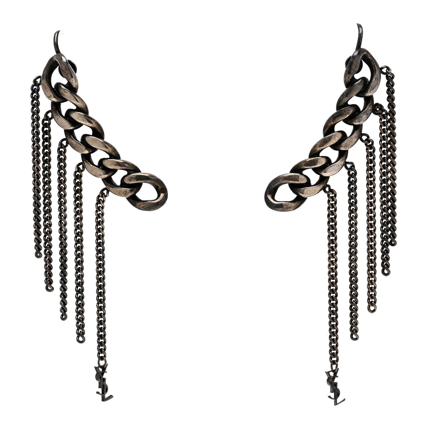 Metal Cascade Chain Ear Climber Earrings Silver