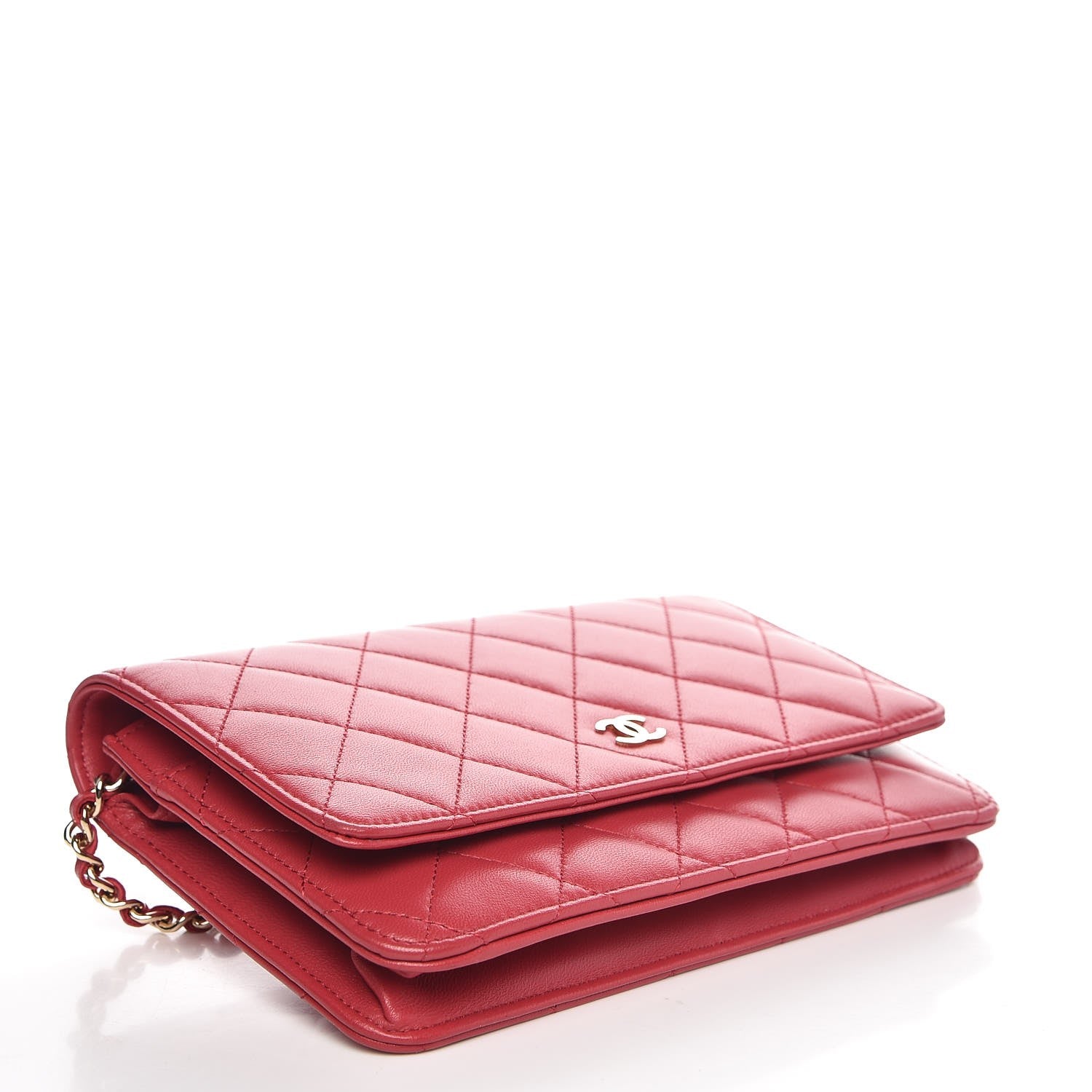 Chanel Lambskin Quilted Wallet On Chain WOC Pink 4 of 9