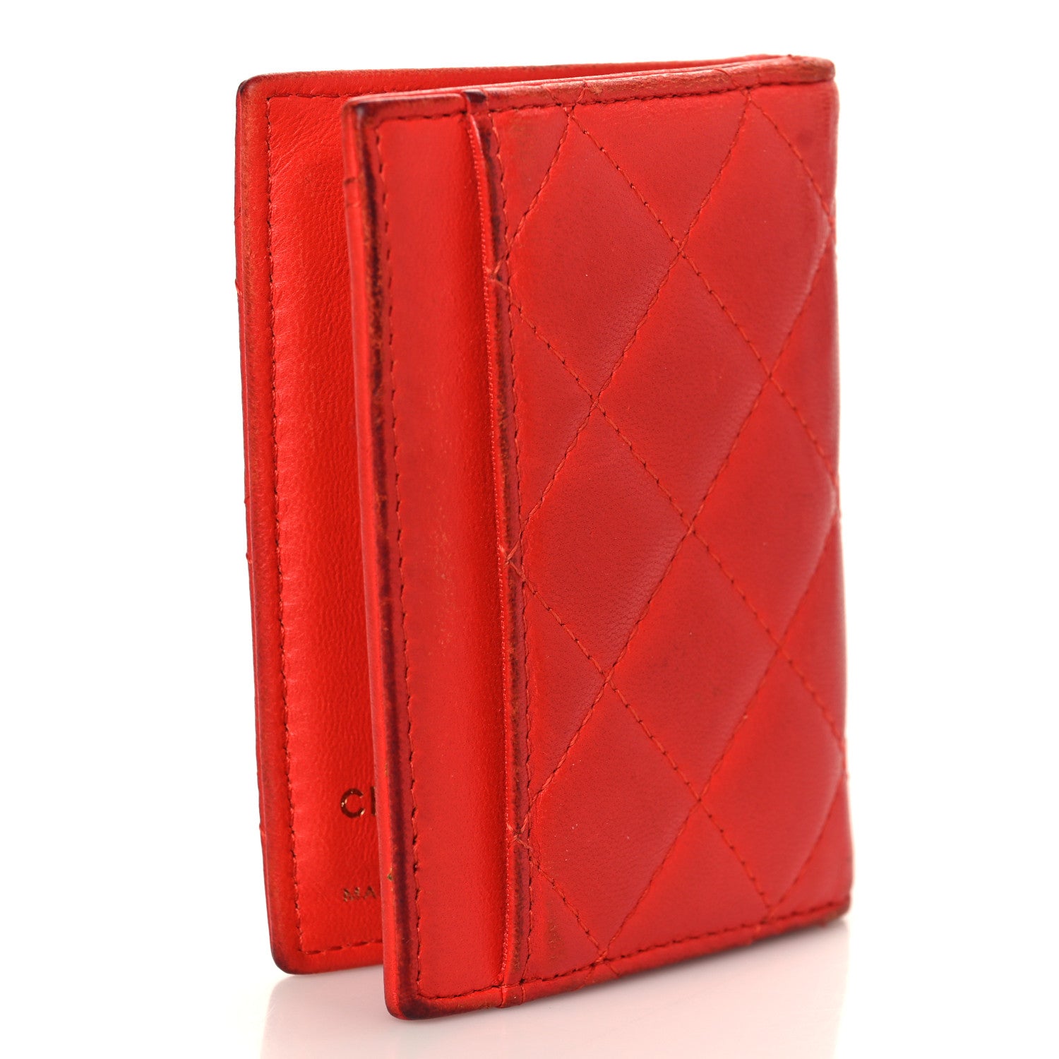 Chanel Lambskin Quilted Card Holder Wallet Red 3 of 9
