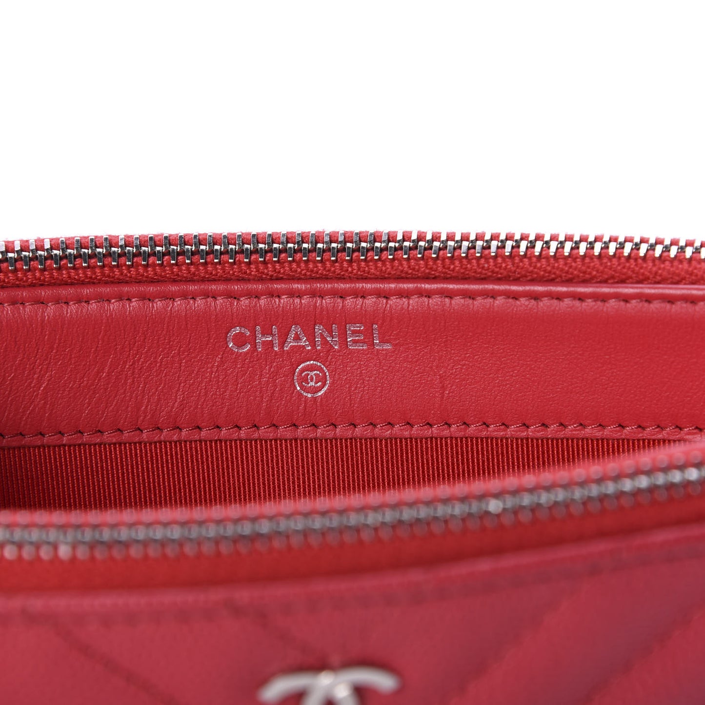 Caviar Chevron Quilted Small Clutch With Chain Light Red
