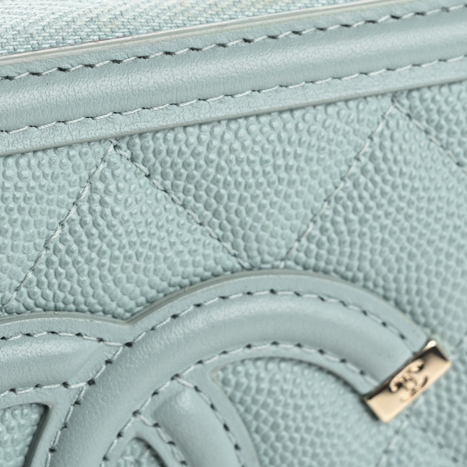 Chanel Caviar Quilted Large Filigree Zip Around Wallet Blue 10 of 13