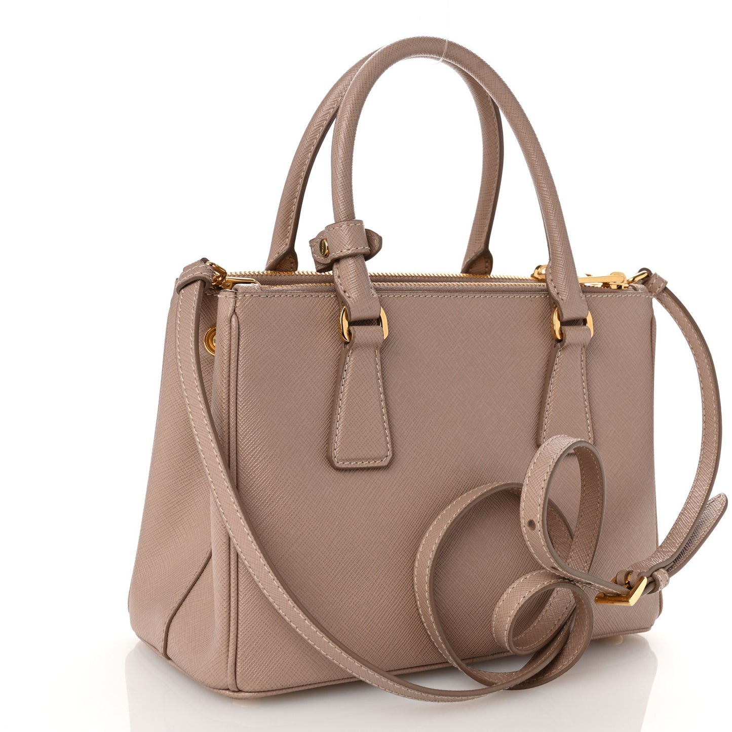 Saffiano Mini Galleria Double Zip Tote Cipria