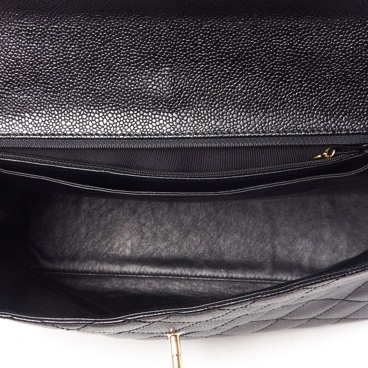 Caviar Quilted Jumbo Kelly Flap Black