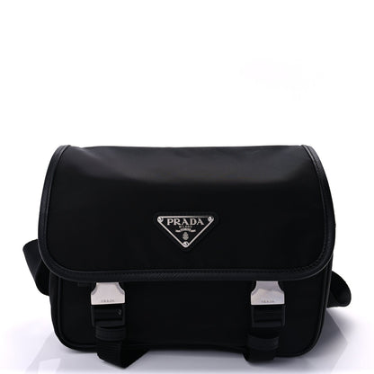 Prada Re-Nylon Saffiano Pocket Double Snap Buckle Shoulder Bag Black 5 of 6