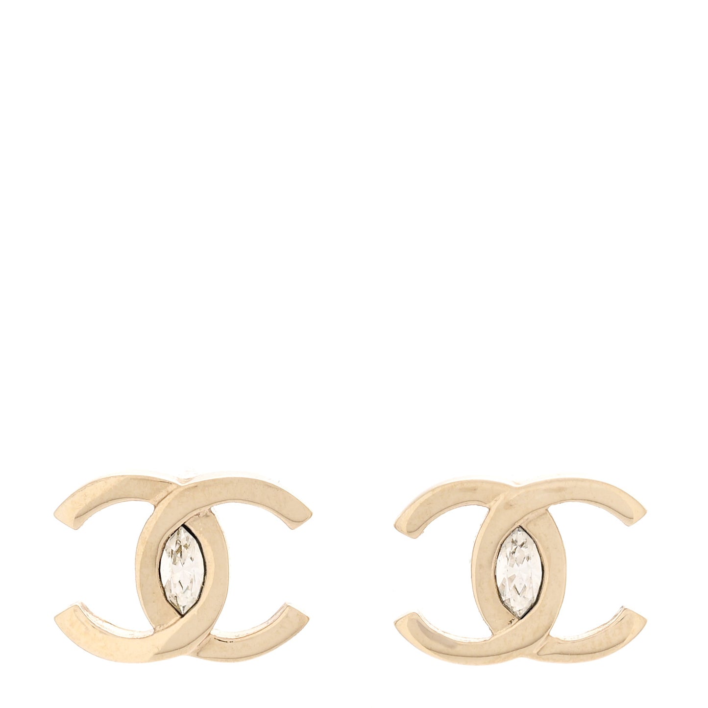 Crystal CC Large Stud Earrings Gold