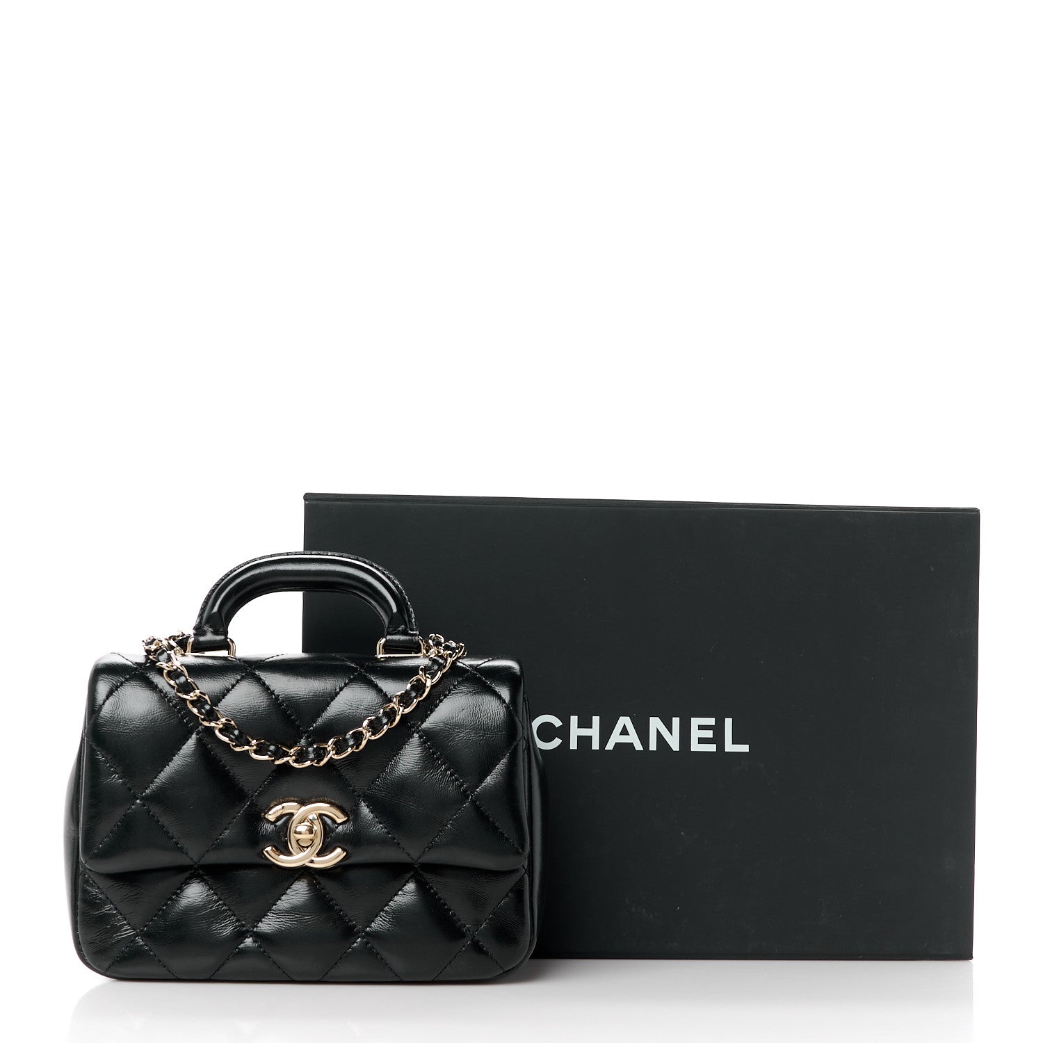 Chanel Shiny Lambskin Quilted Mini Coco Trip Flap Bag Black 11 of 11