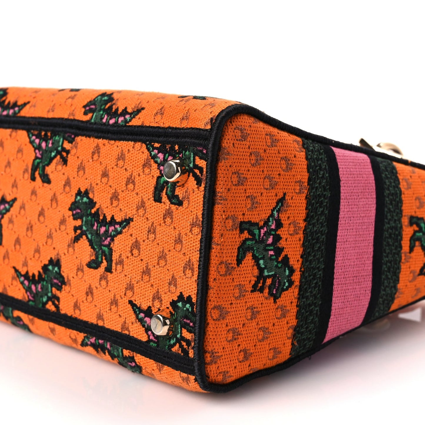 Canvas Embroidered Dino Medium Lady D-Lite Orange Multicolor