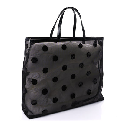Prada Mesh Sequin Spazzolato Polka Dot Triangle Logo Tote Black 3 of 8