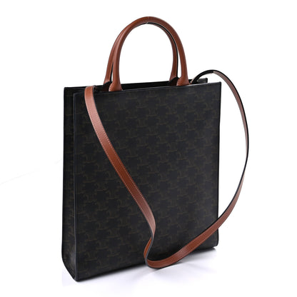 Celine Triomphe Canvas Calfskin Small Vertical Cabas Tan 2 of 8