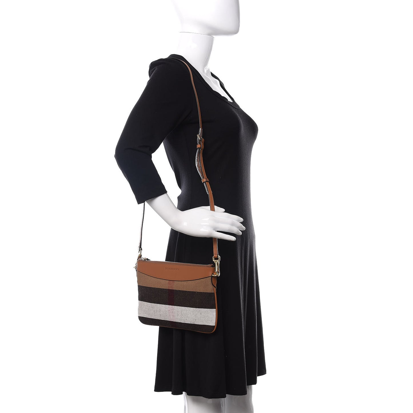 Mega Check Peyton Crossbody Clutch Bag Saddle Brown