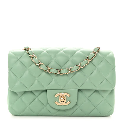 Chanel Lambskin Quilted Mini Rectangular Flap Light Green 1 of 10