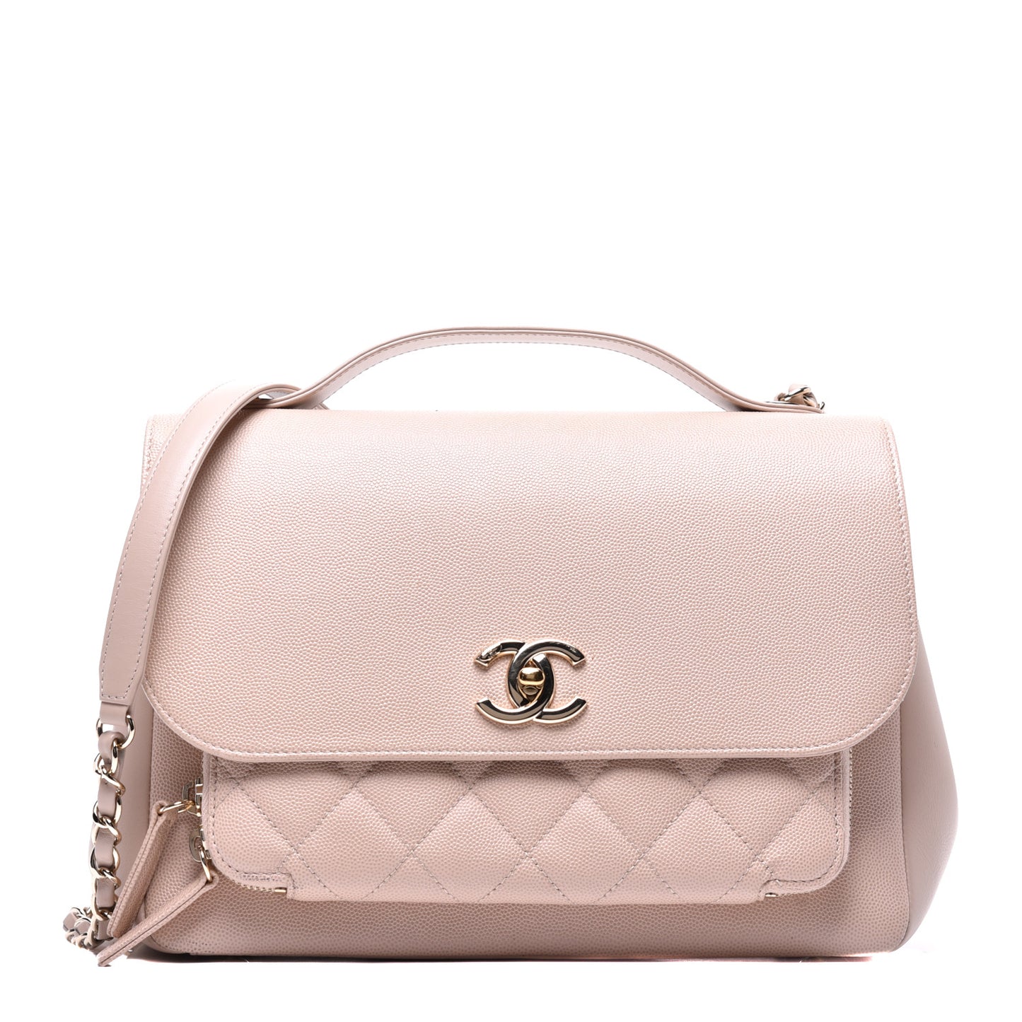 Caviar Quilted Large Business Affinity Flap Beige