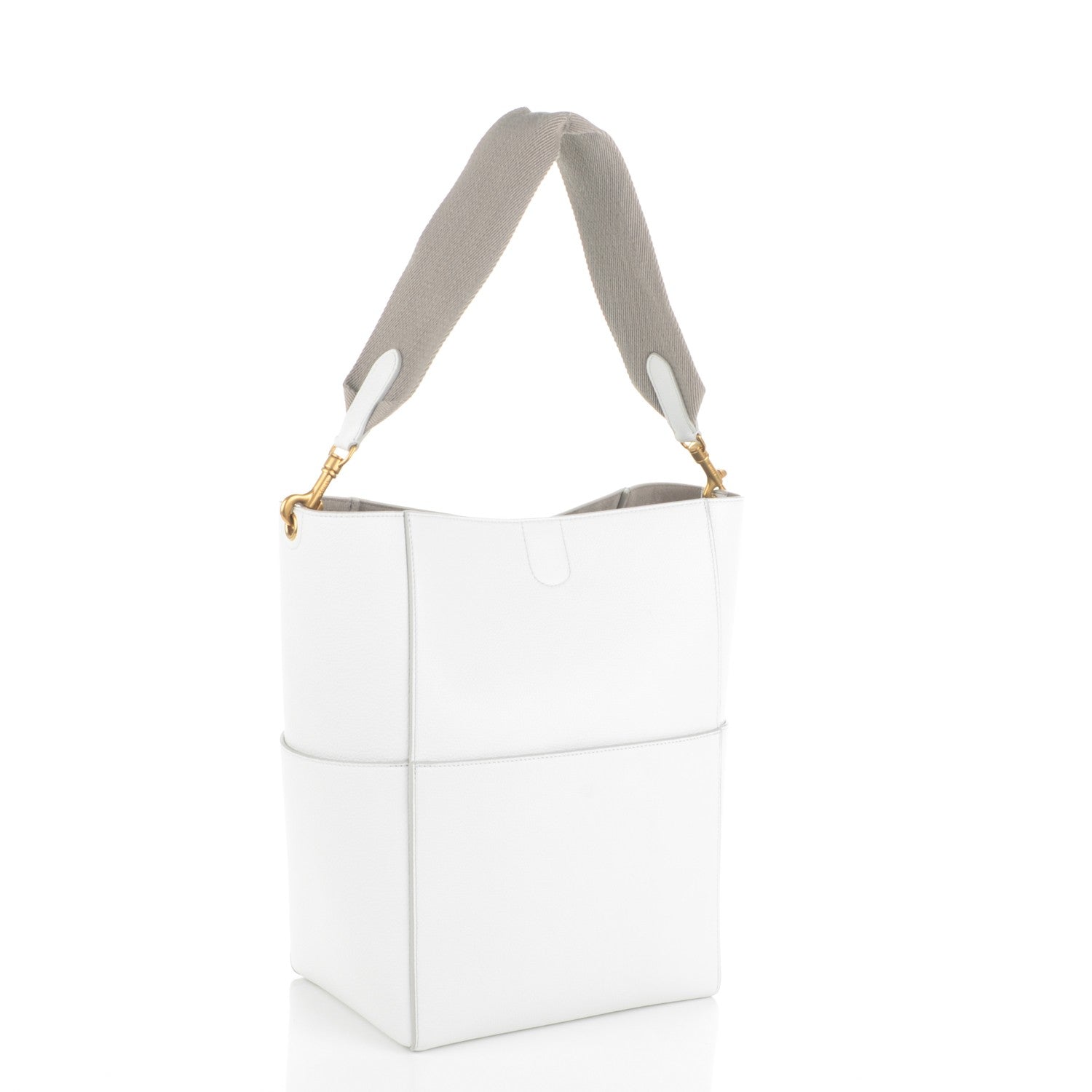 Celine Soft Grained Calfskin Sangle Bucket Bag White 3 of 7